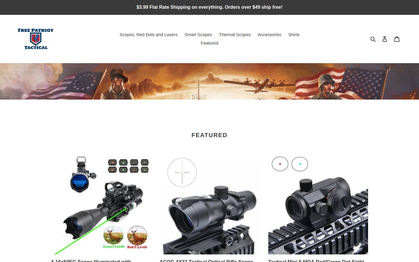 freepatriottactical.com homepage screenshot