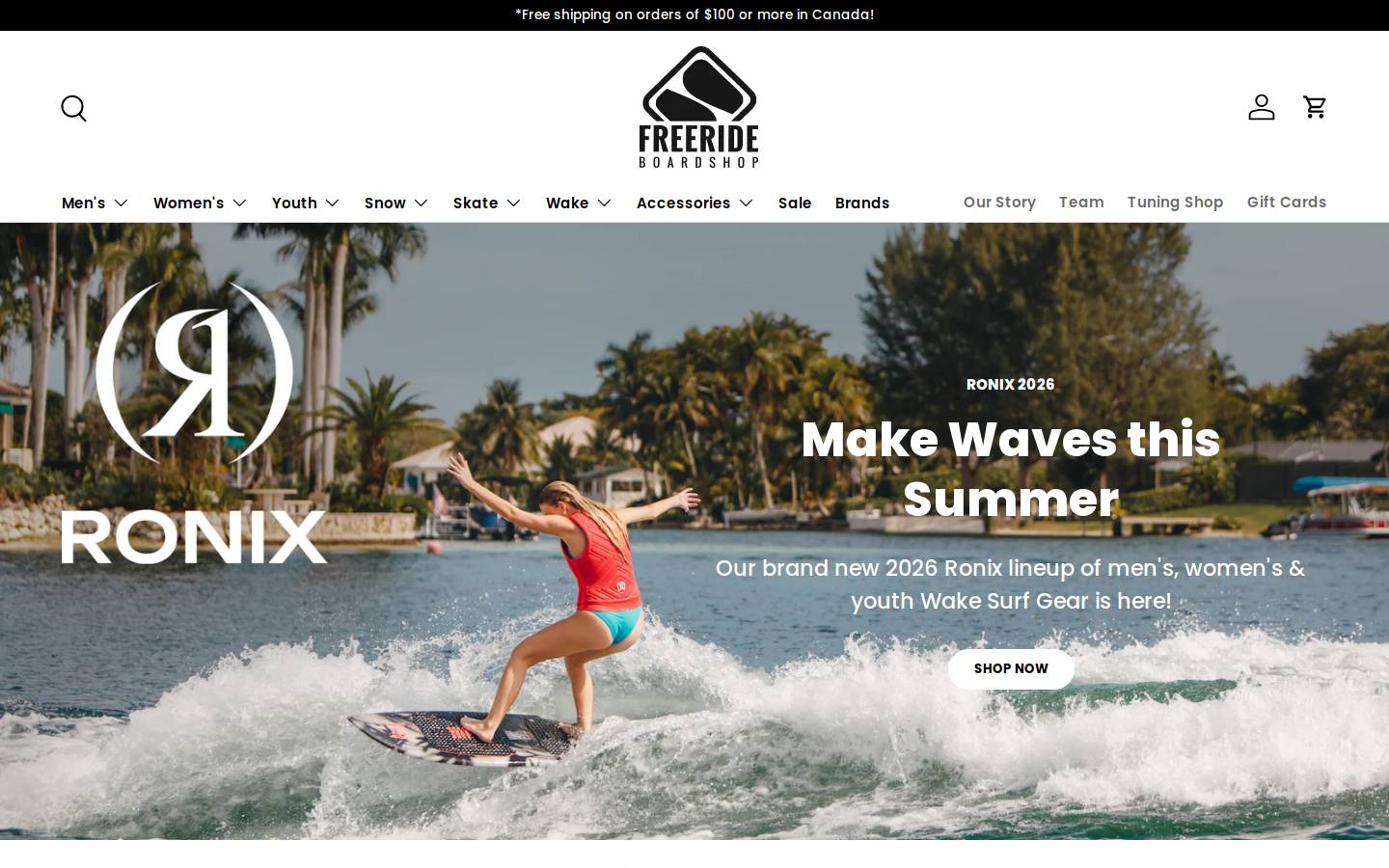 Freeride Boardshop homepage screenshot