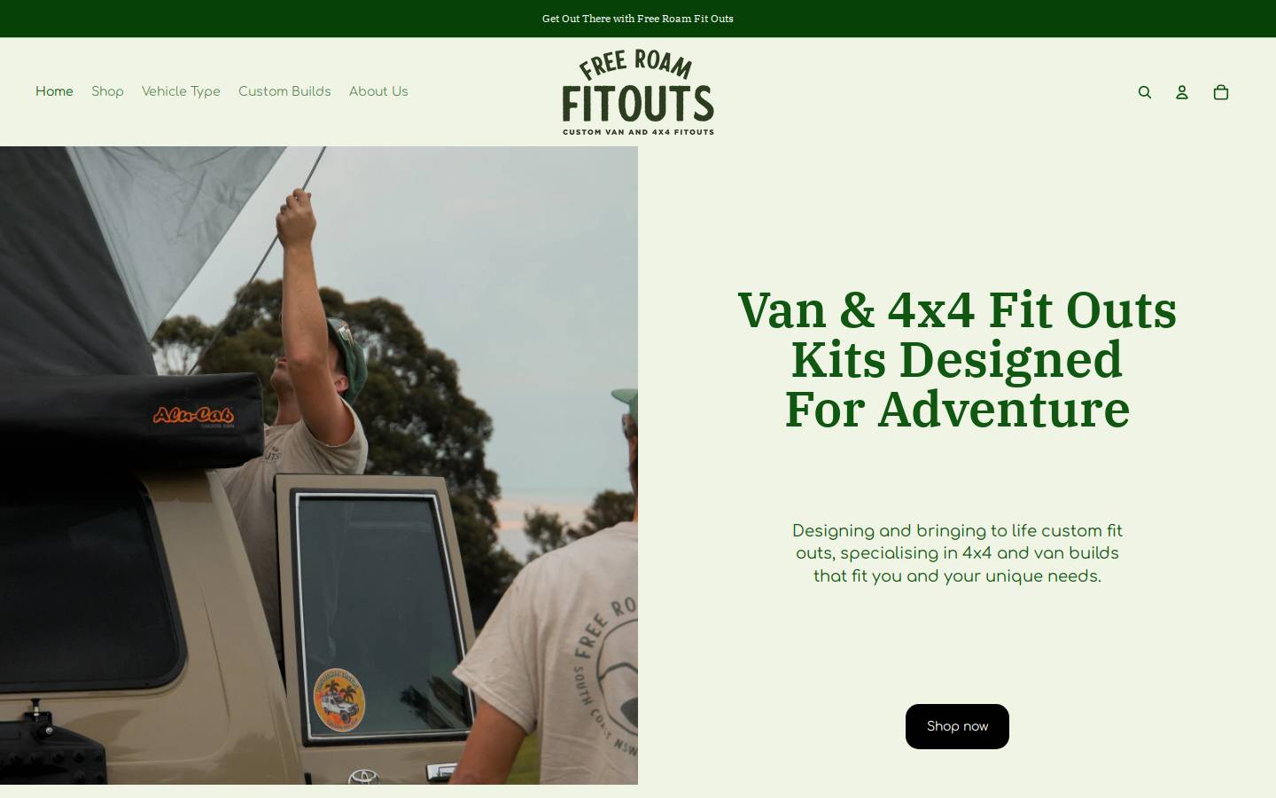 freeroamfitouts.com.au homepage screenshot