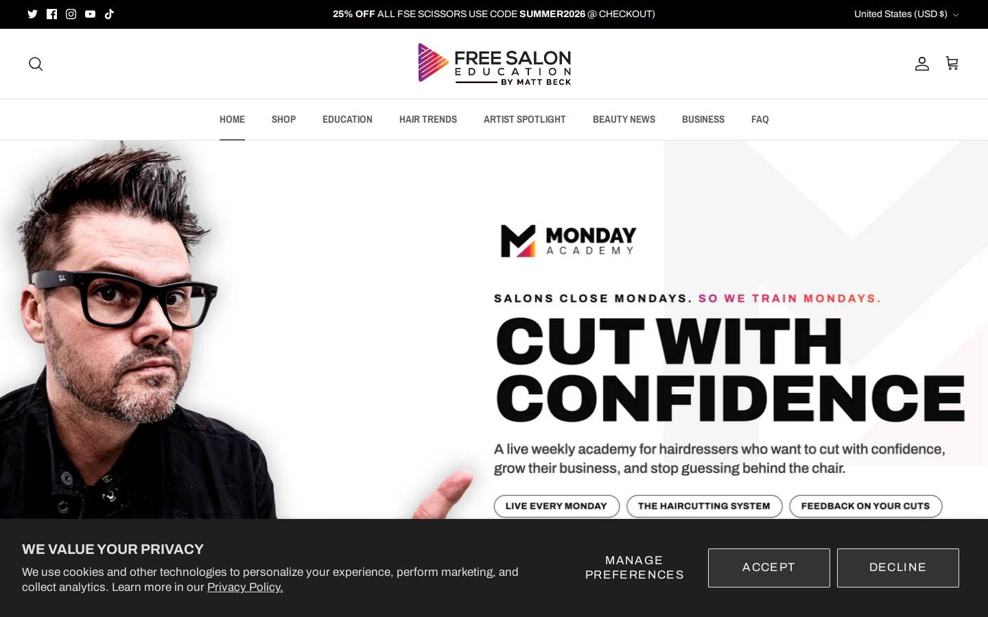 freesaloneducation.com homepage screenshot