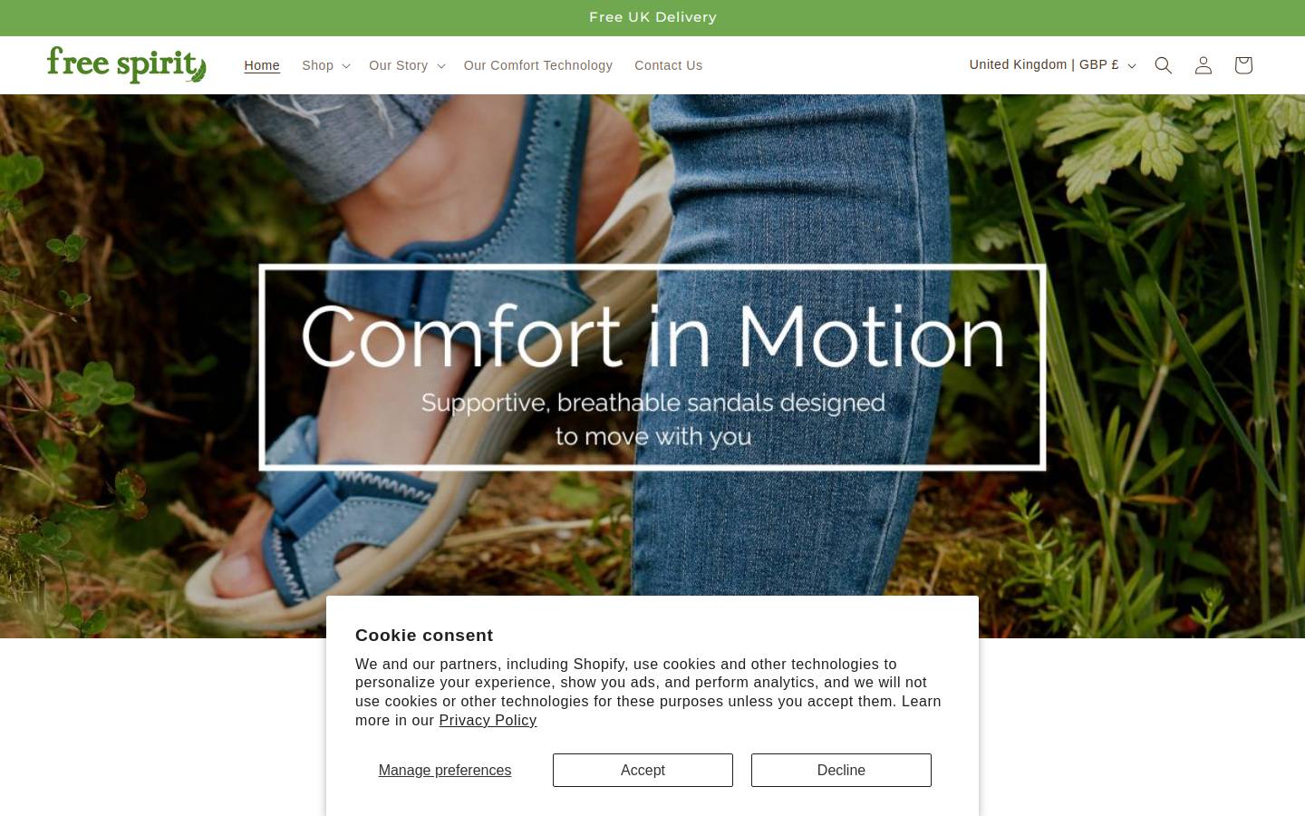 Free Spirit Shoes homepage screenshot
