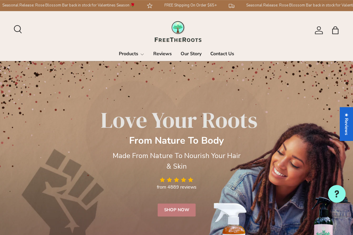 freetheroots.com homepage screenshot