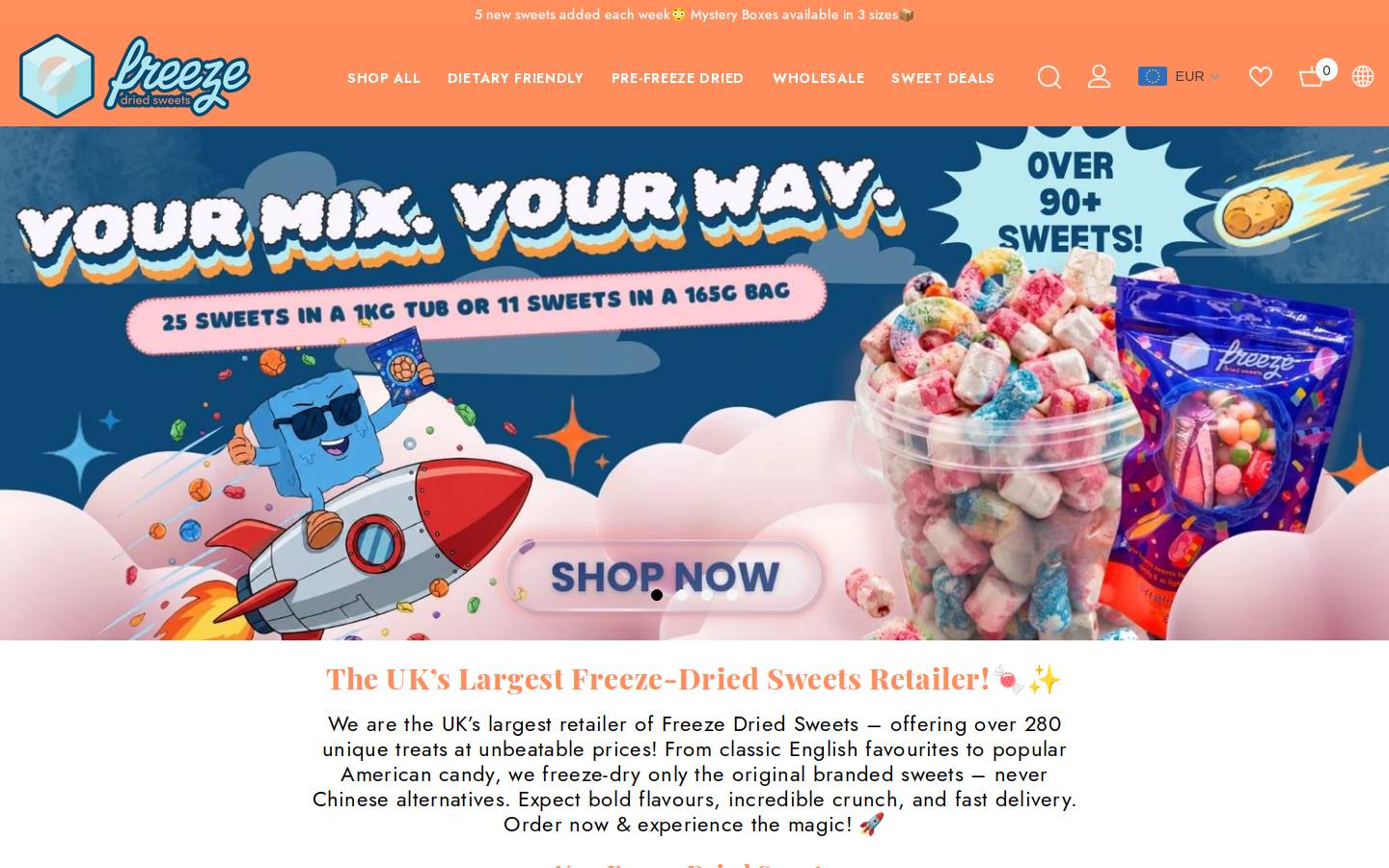freezedriedsweetsshop.com homepage screenshot