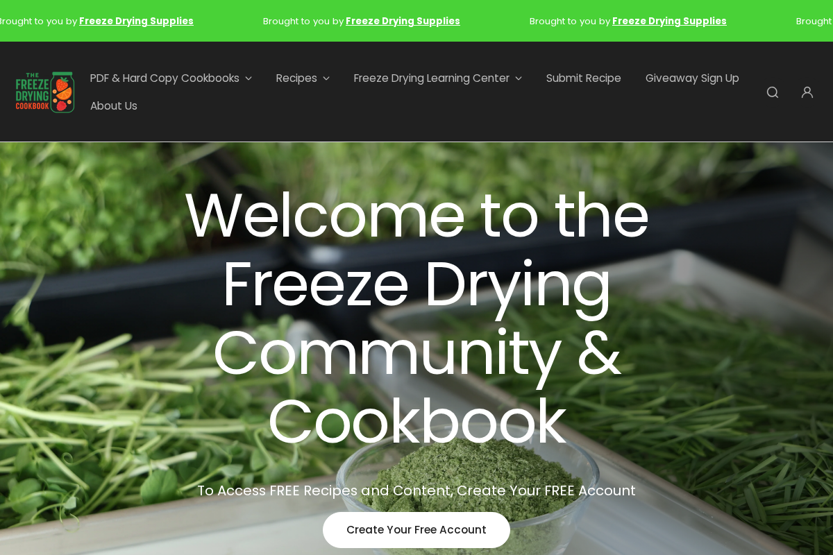 Freeze Drying Cookbook homepage screenshot
