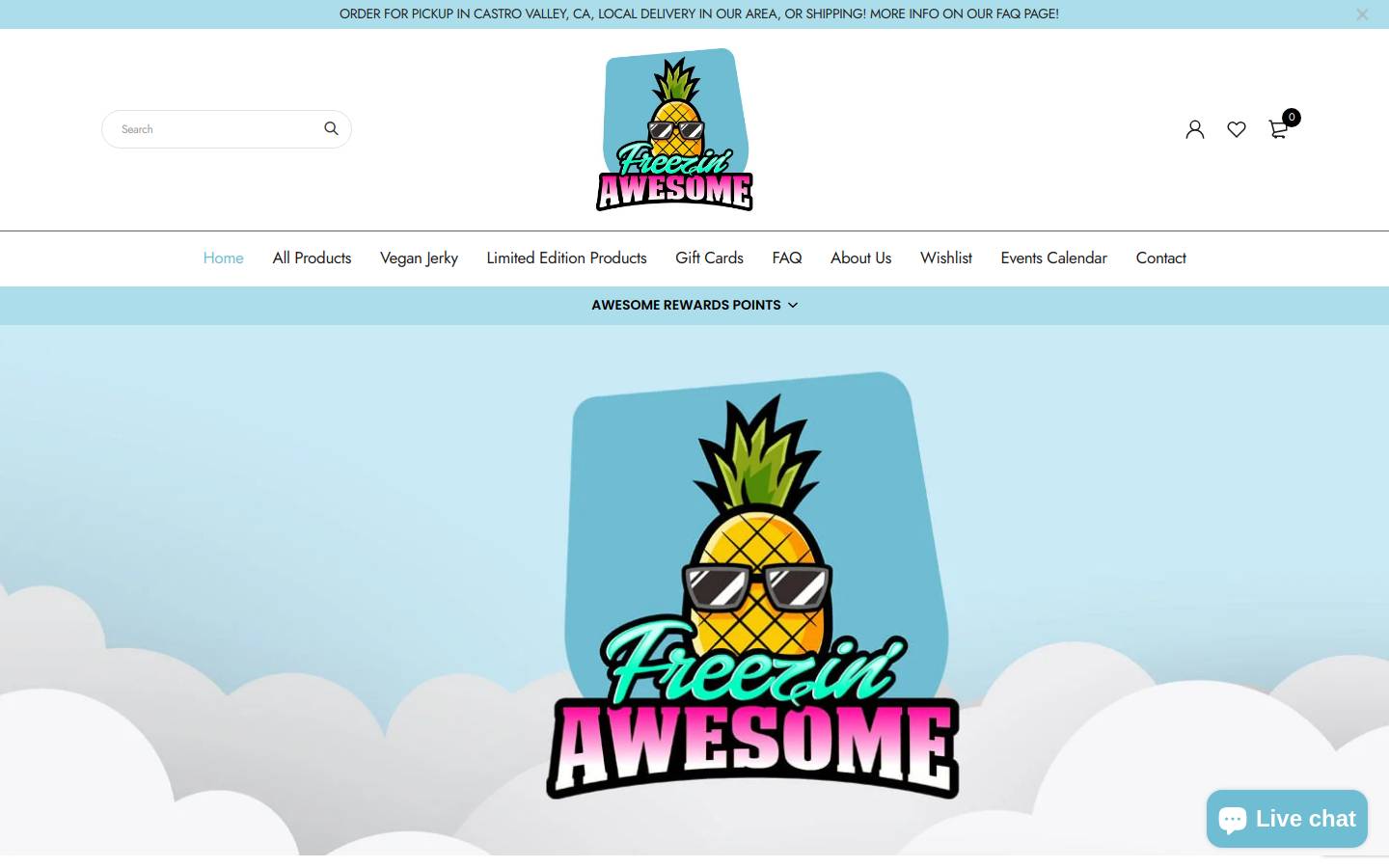 freezinawesome.com homepage screenshot