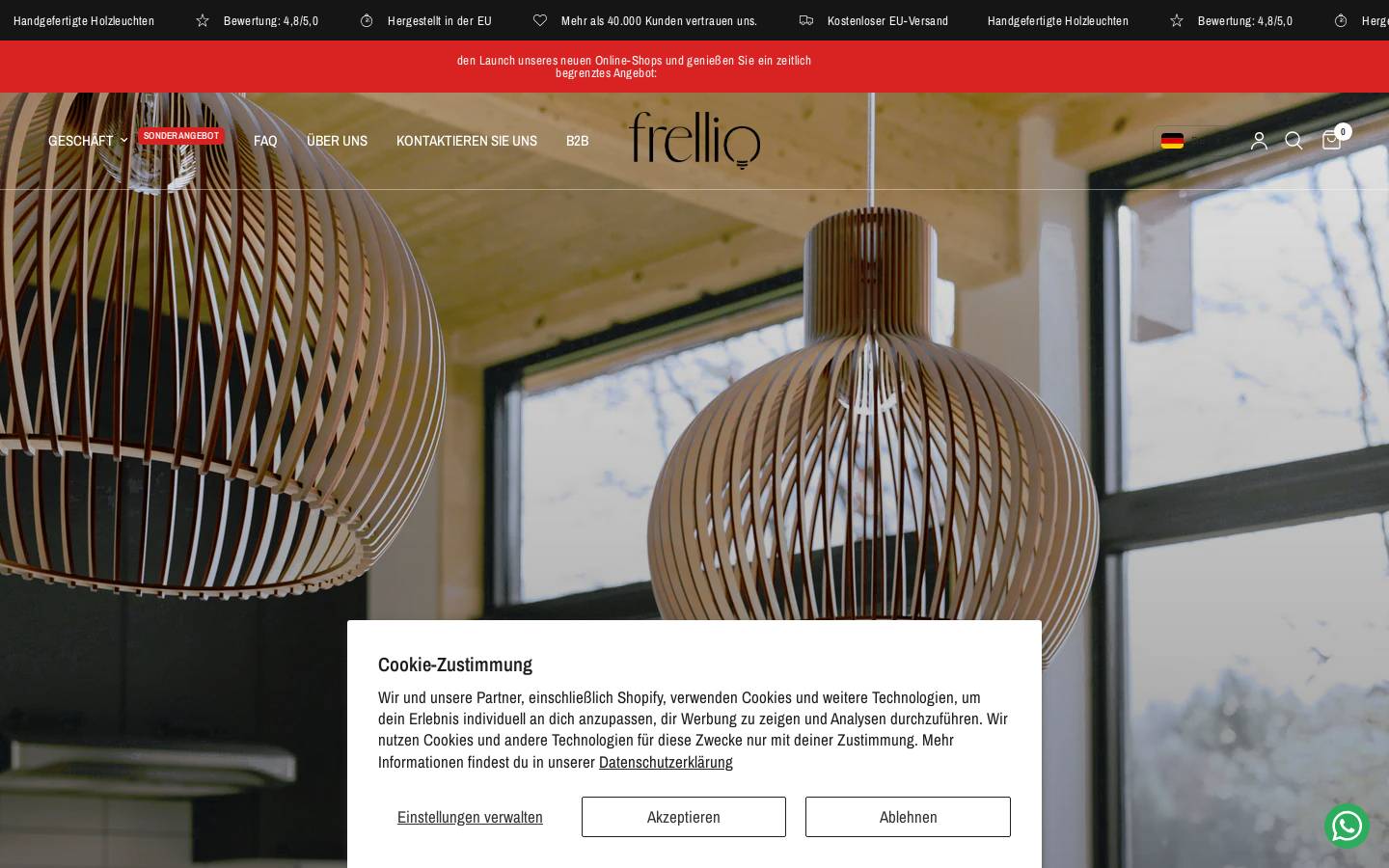 Frellio homepage screenshot
