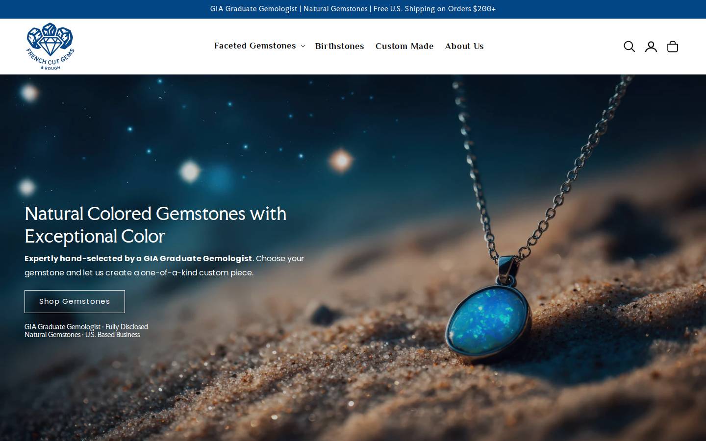 frenchcutgems.com homepage screenshot