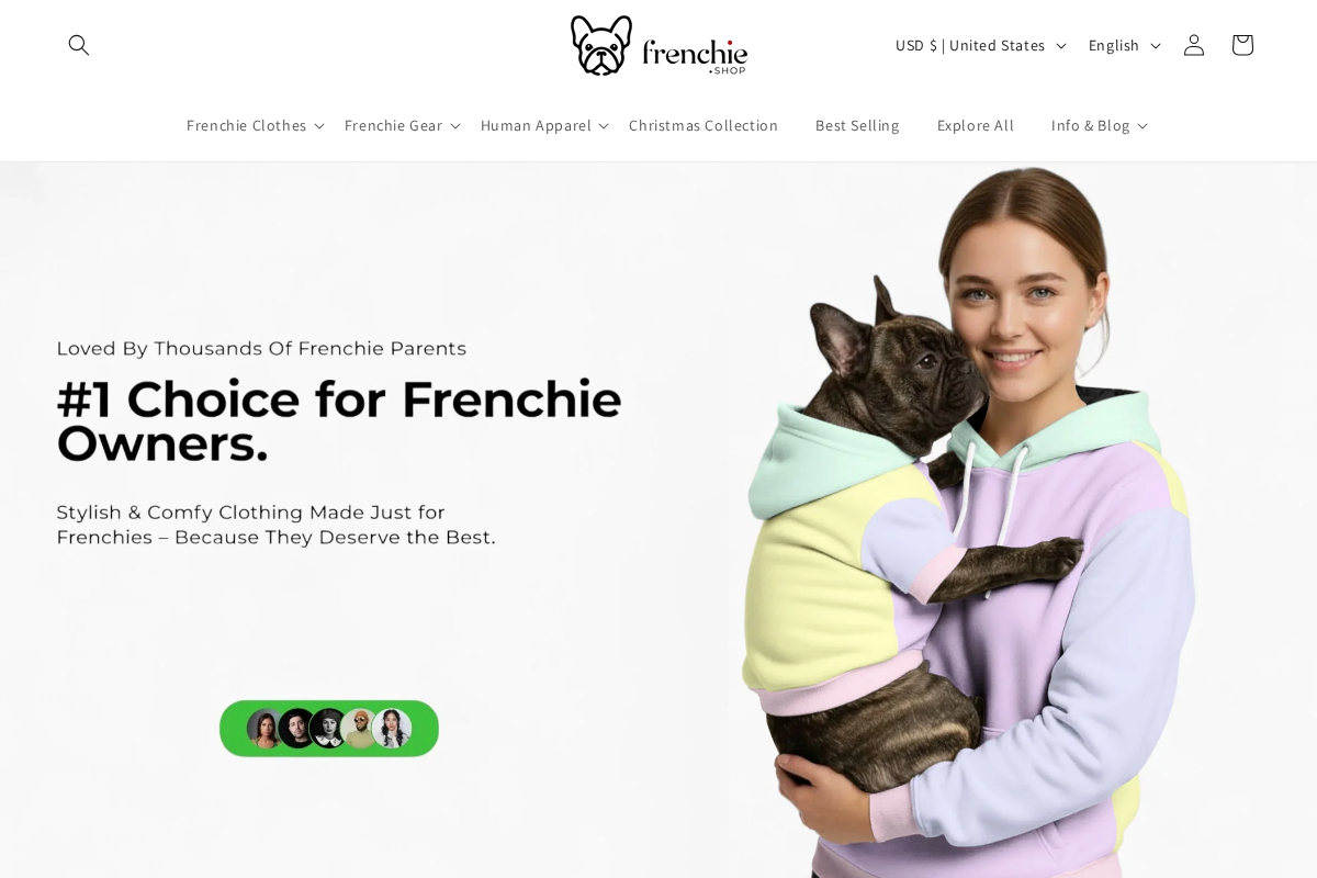 Frenchie.shop homepage screenshot
