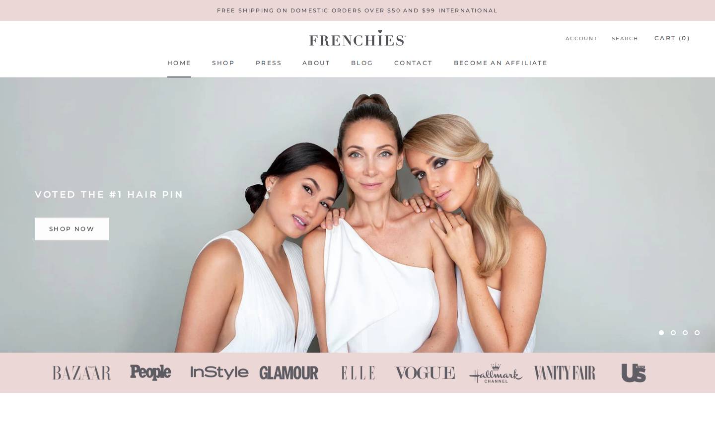 frenchieshairpins.com homepage screenshot