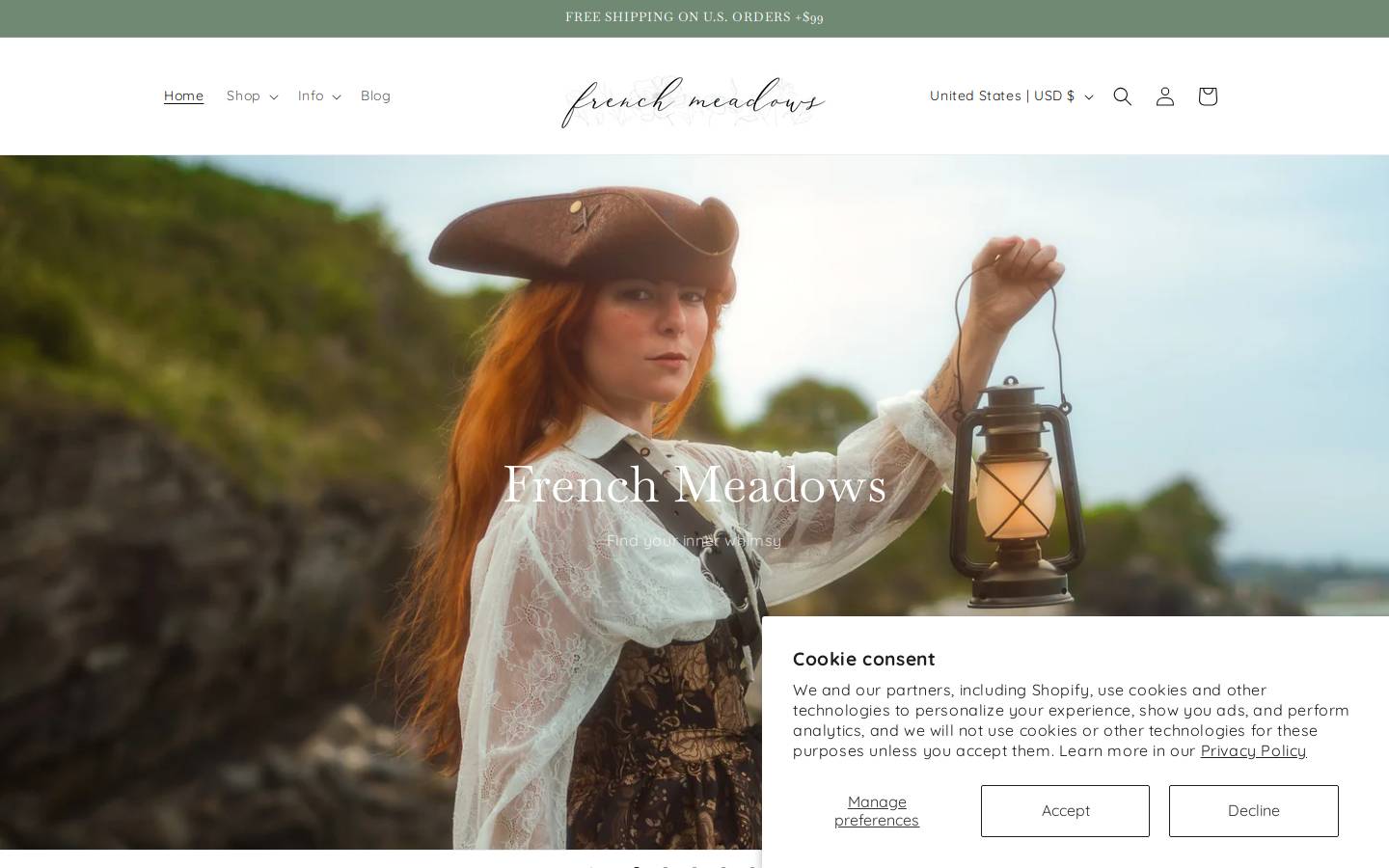 Frenchmeadowscorsets homepage screenshot