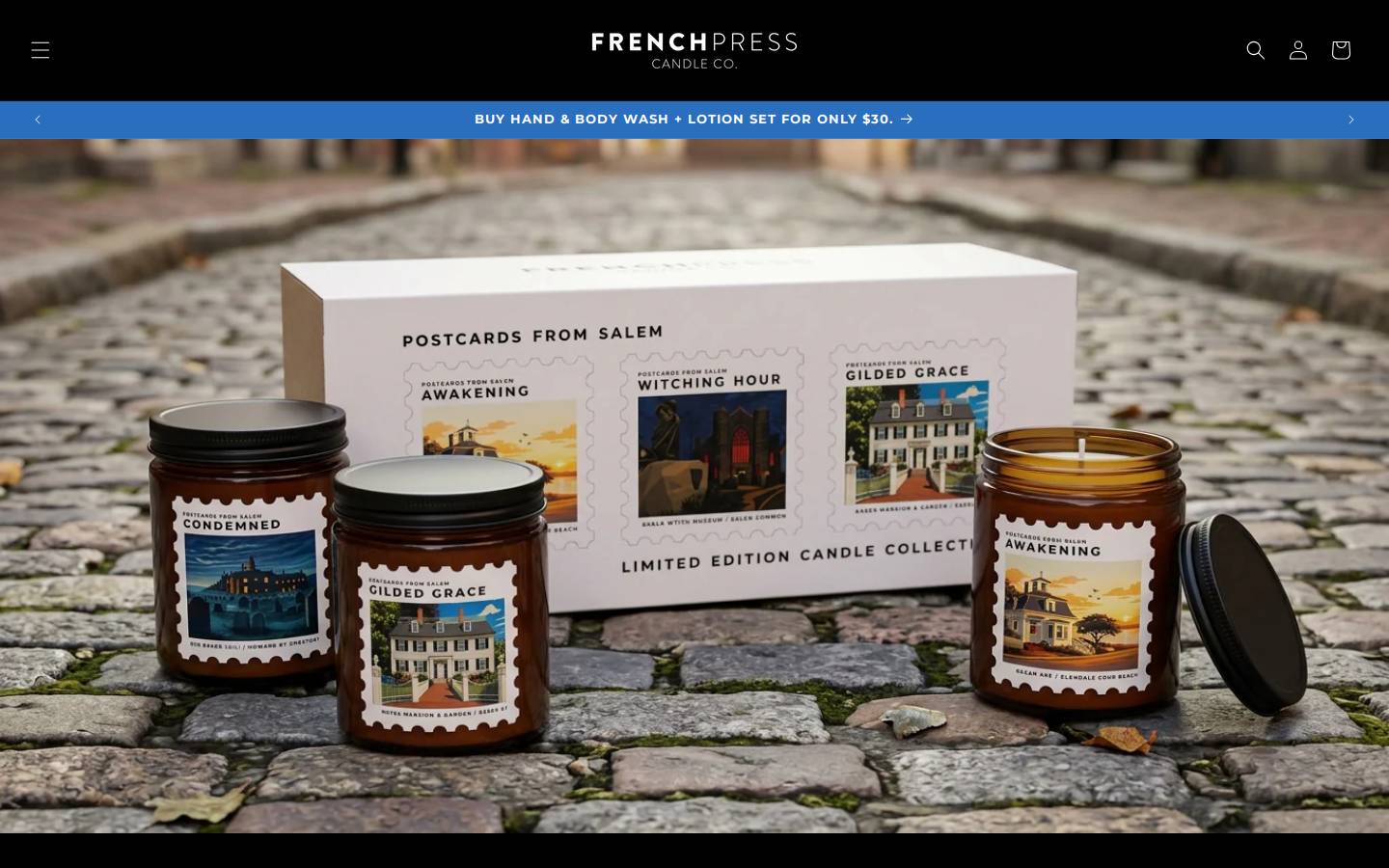 frenchpresscandleco.com homepage screenshot