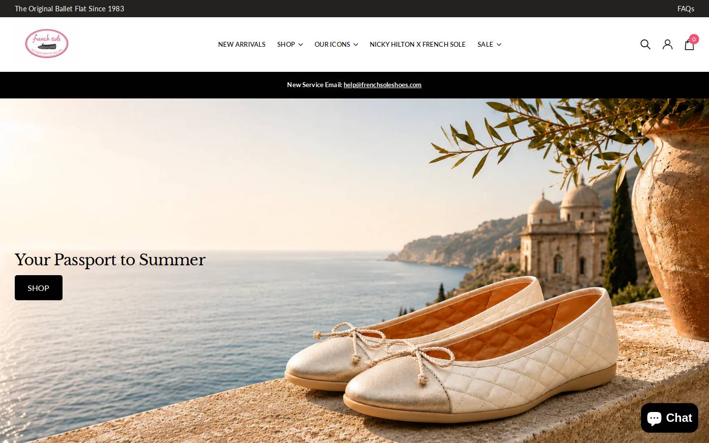 frenchsoleshoes.com homepage screenshot