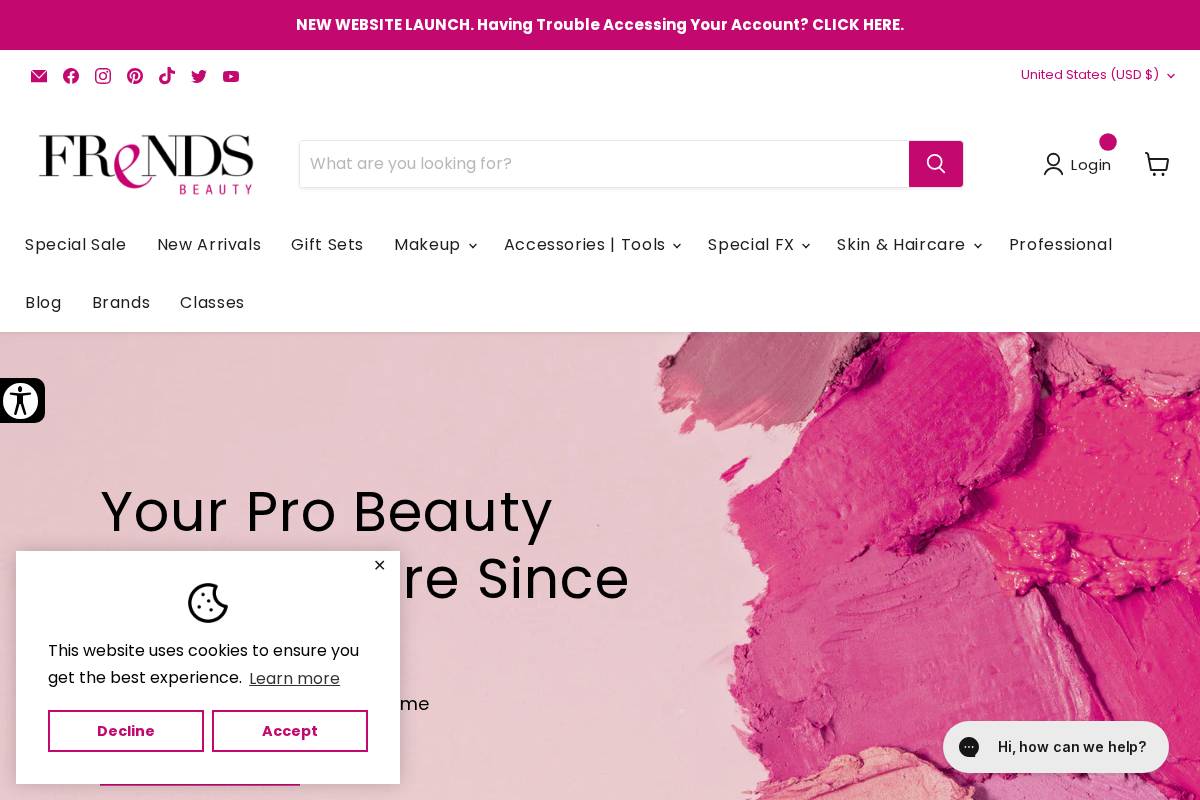 Frends Beauty homepage screenshot