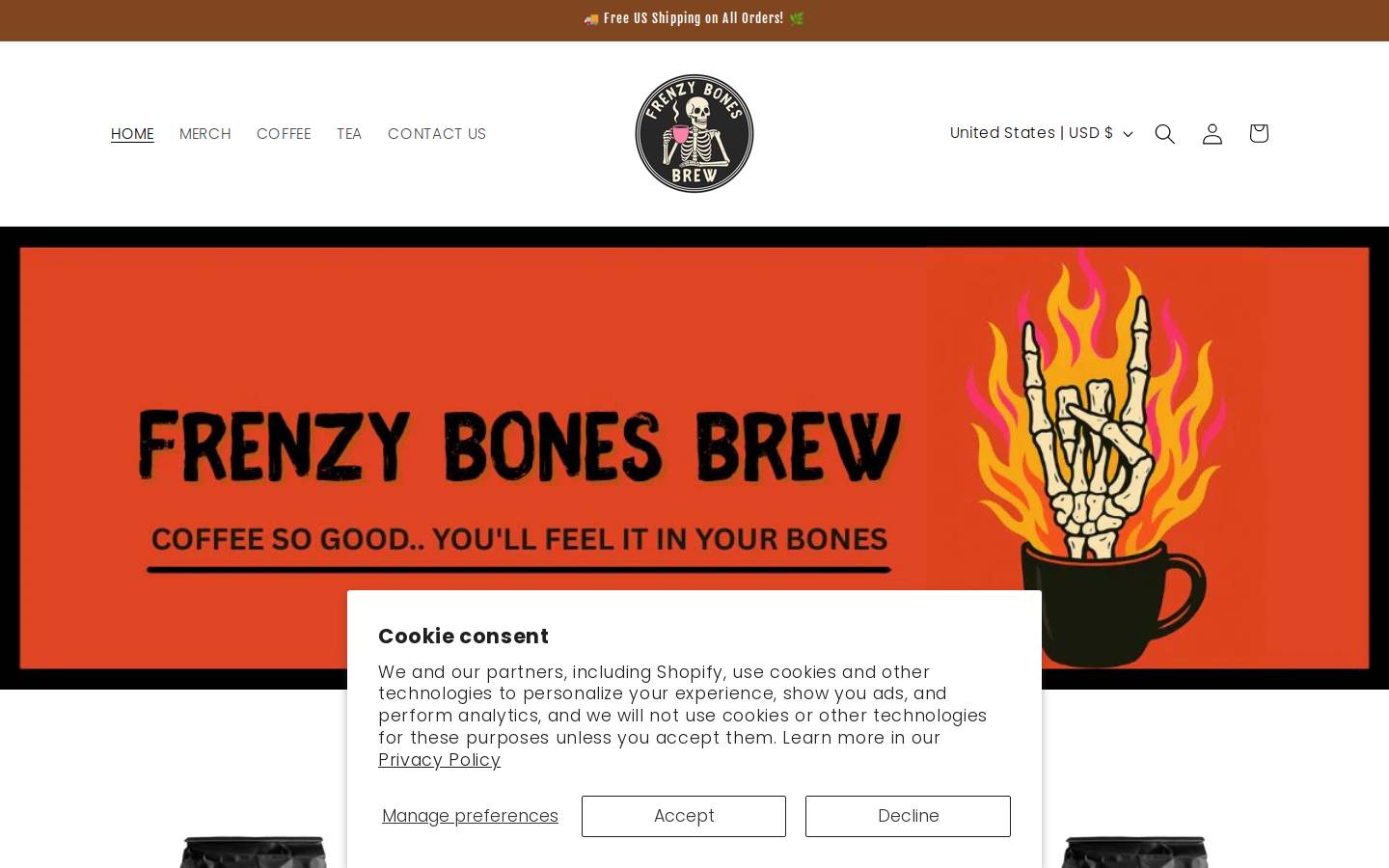 frenzybonesbrew.com homepage screenshot