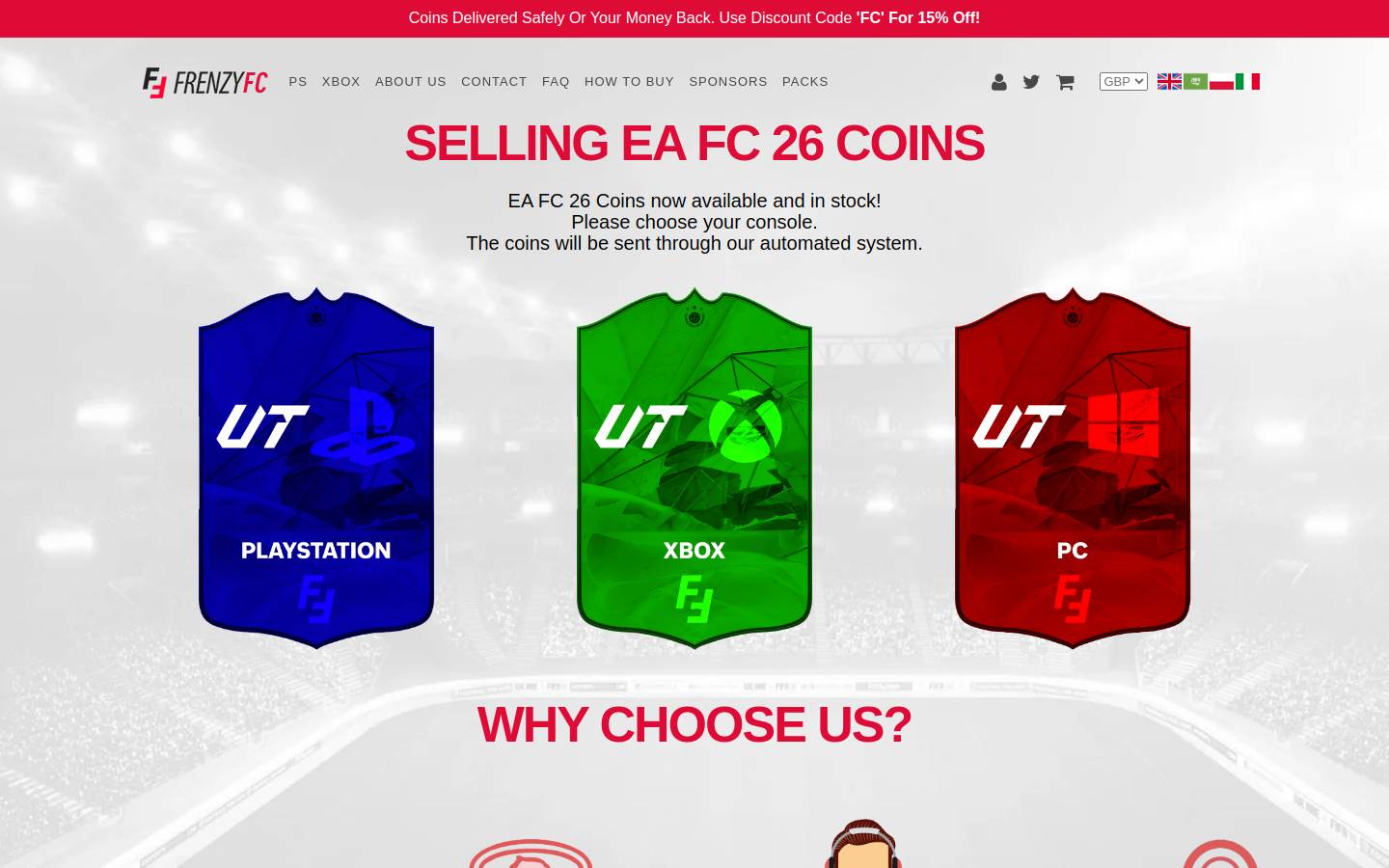 FrenzyFIFA homepage screenshot