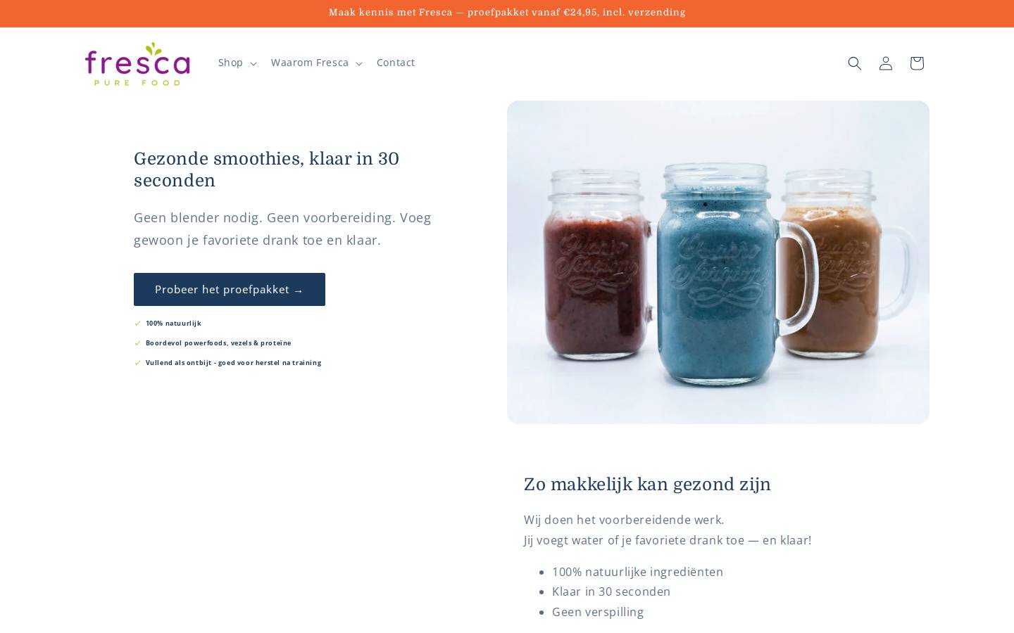 frescapurefood.com homepage screenshot