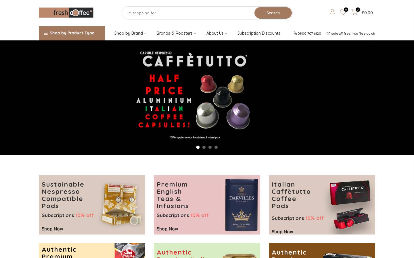 fresh-coffee.co.uk homepage screenshot