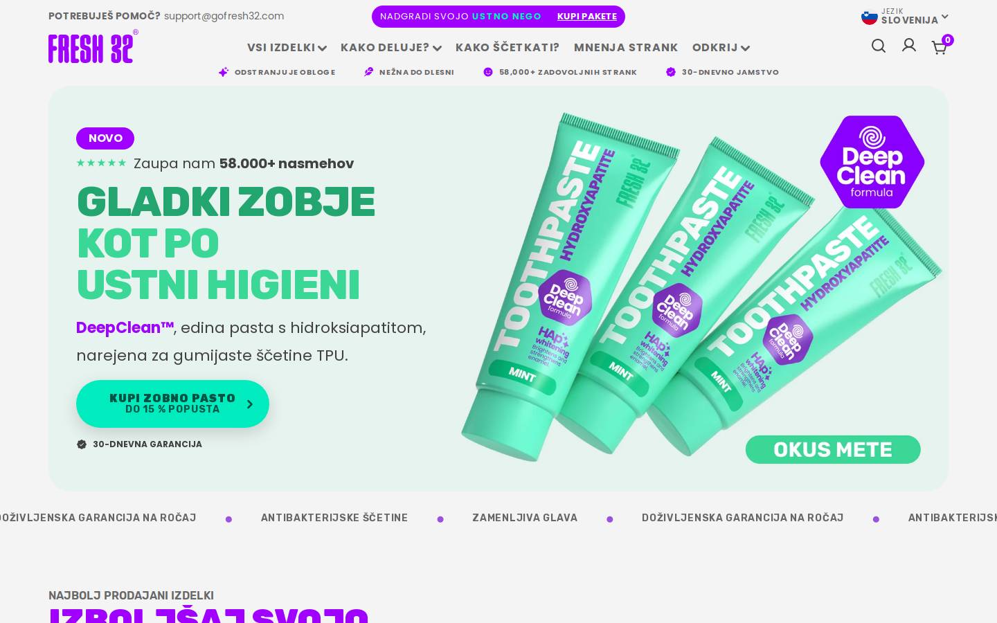 FRESH 32® - 3D Bristle Dynamics™ toothbrush homepage screenshot