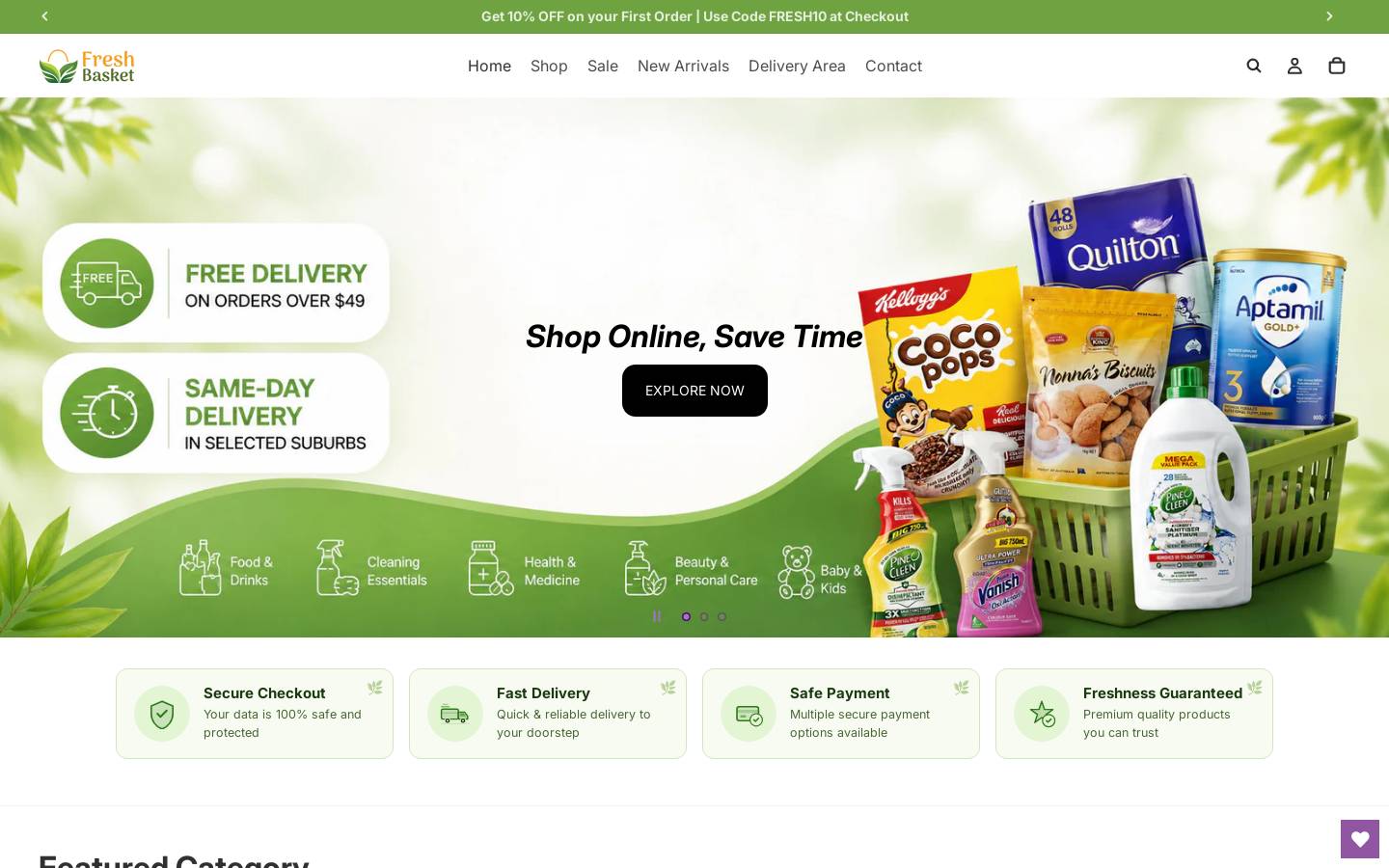 freshbasket.com.au homepage screenshot