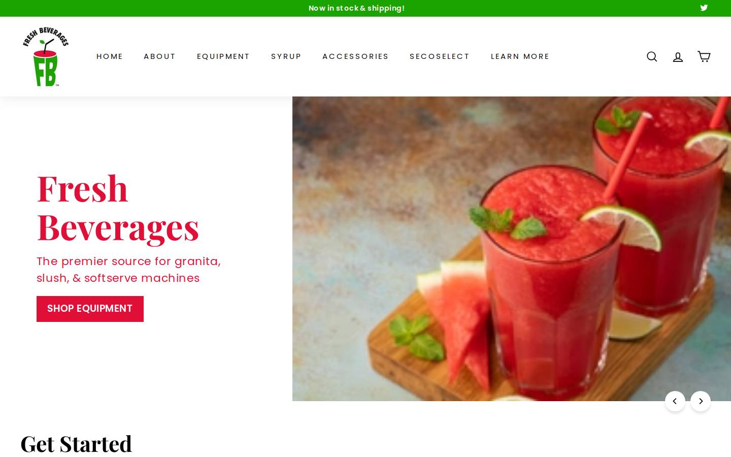 freshbeverages.com homepage screenshot
