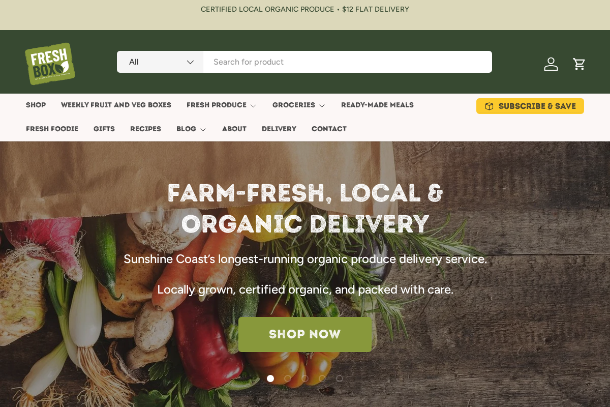 FreshBox Organic Delivery homepage screenshot