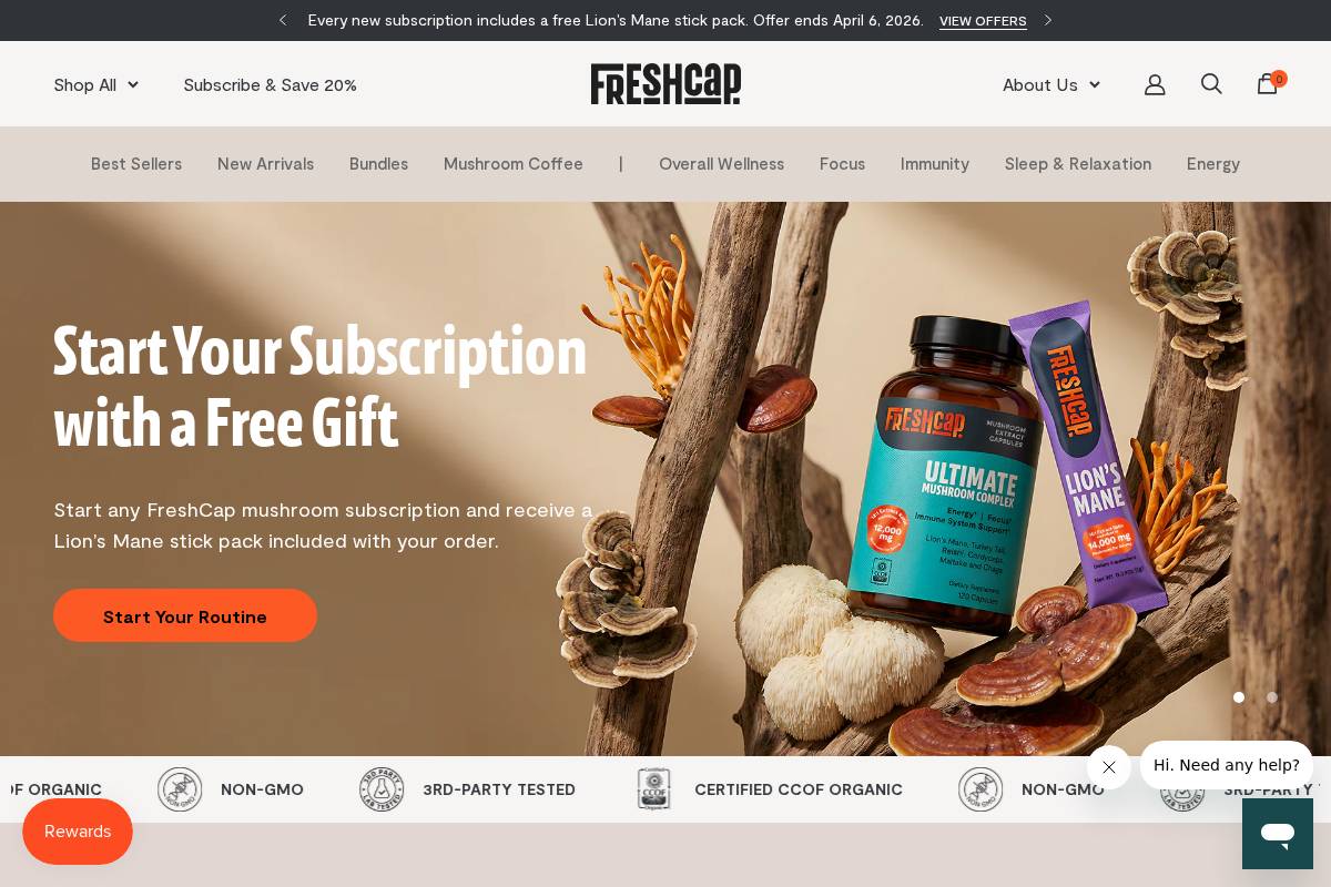 freshcap.com homepage screenshot