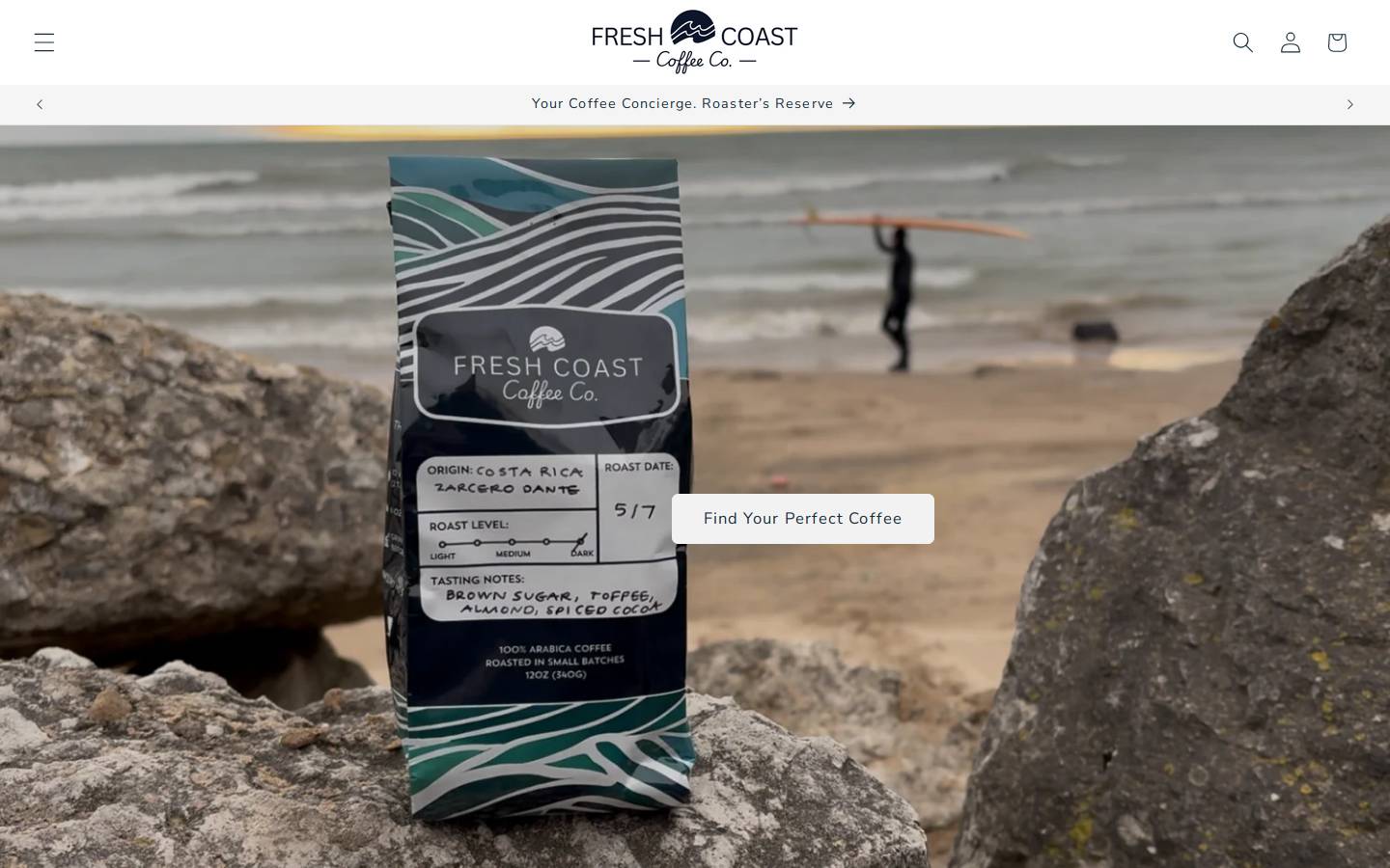 freshcoastcoffeecompany.com homepage screenshot