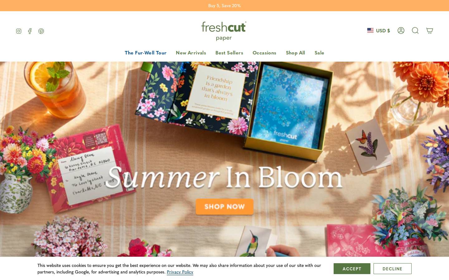freshcutpaper.com homepage screenshot