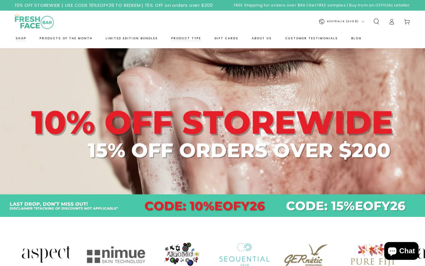 freshfacebar.com homepage screenshot