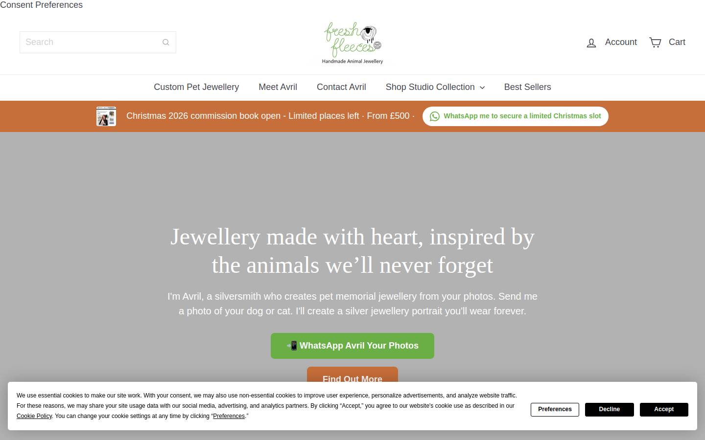 Fresh Fleeces homepage screenshot