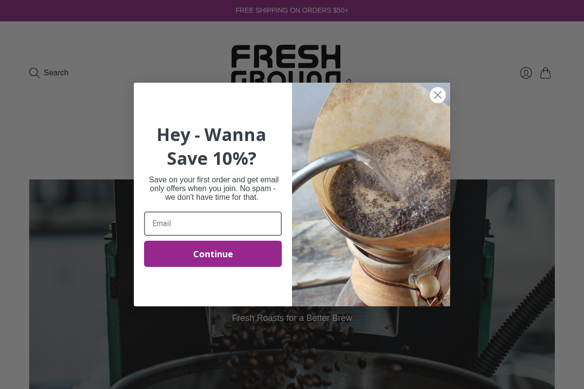 FreshGround Roasting homepage screenshot