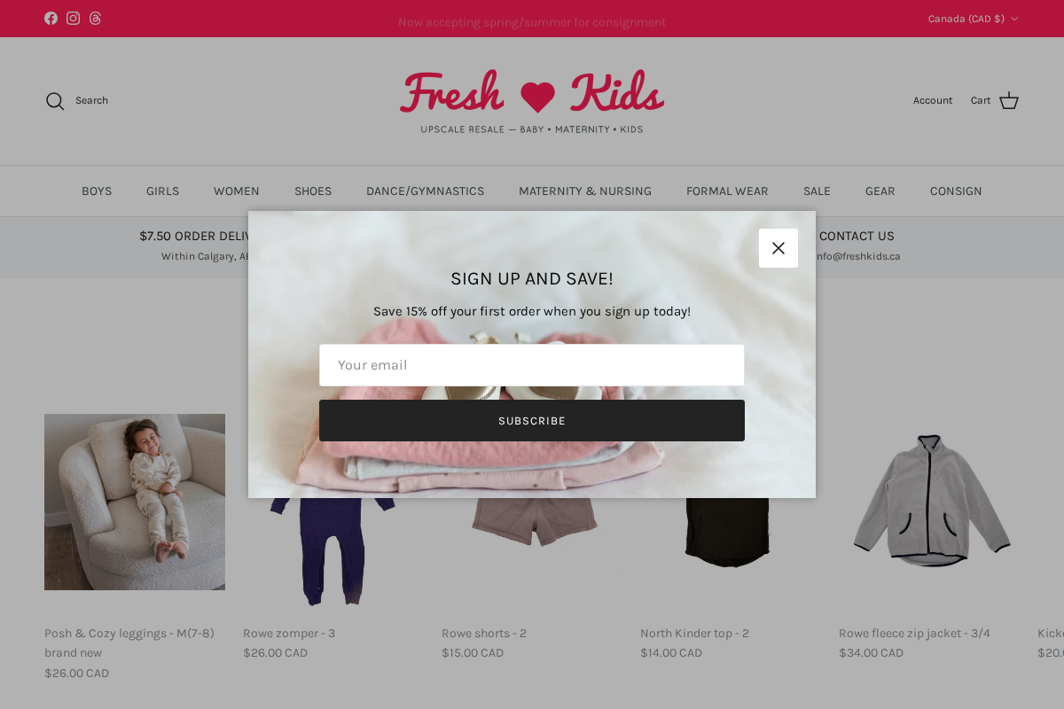 Fresh Kids Inc. homepage screenshot