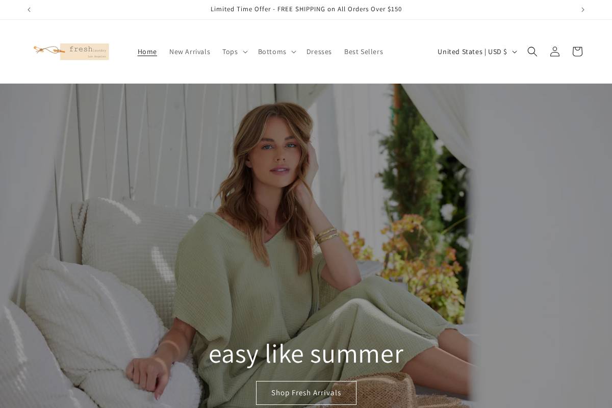 Fresh Laundry homepage screenshot