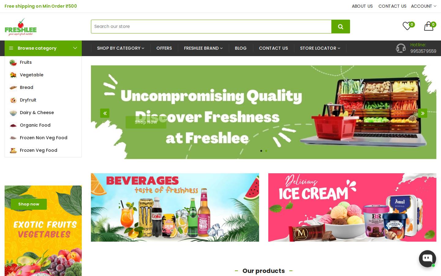 freshlee.in homepage screenshot