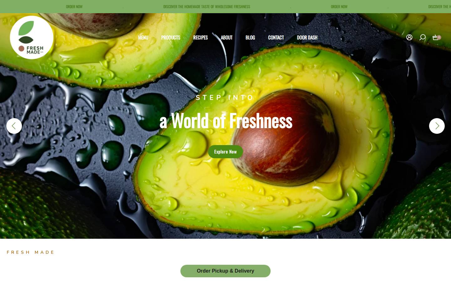 freshmadedeli.com homepage screenshot