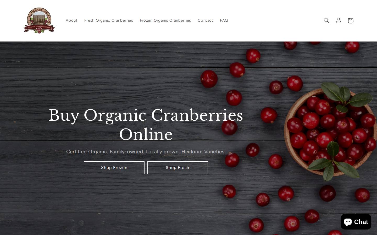 freshmeadowscranberries.com homepage screenshot