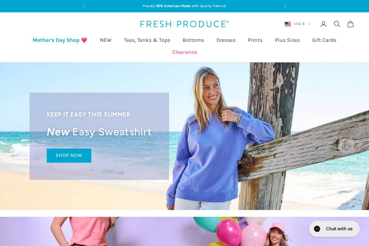 Fresh Produce Clothes homepage screenshot