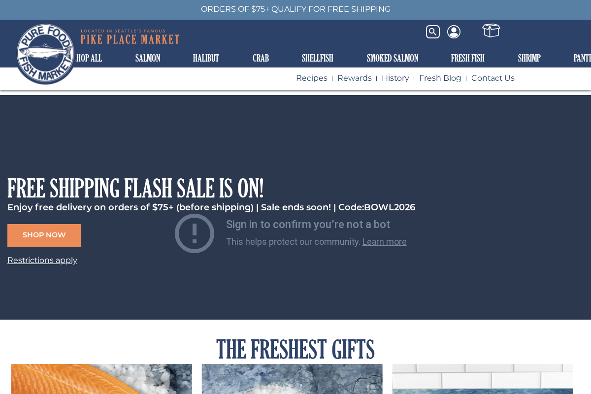 Pure Food Fish Market homepage screenshot