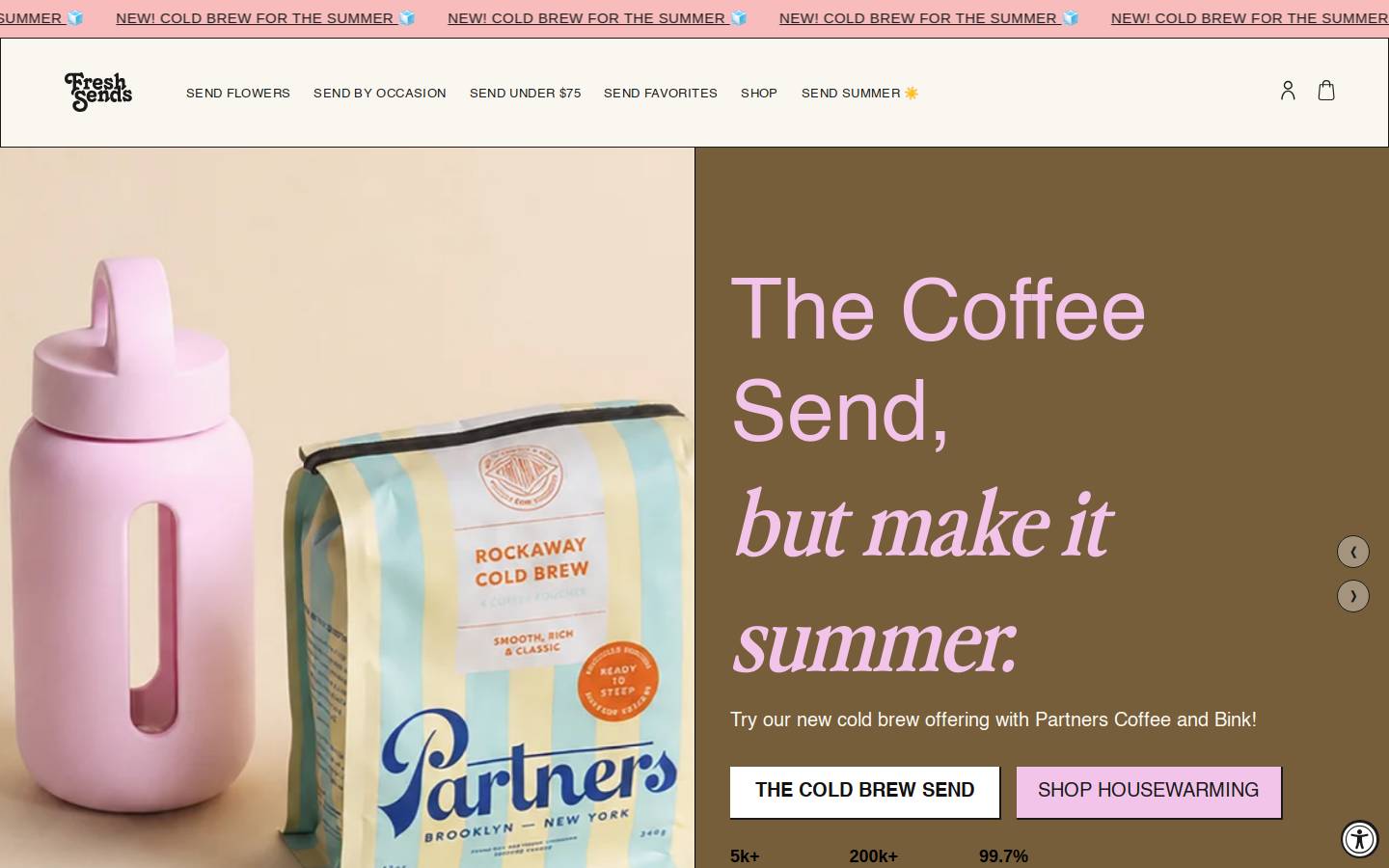 Fresh Sends homepage screenshot