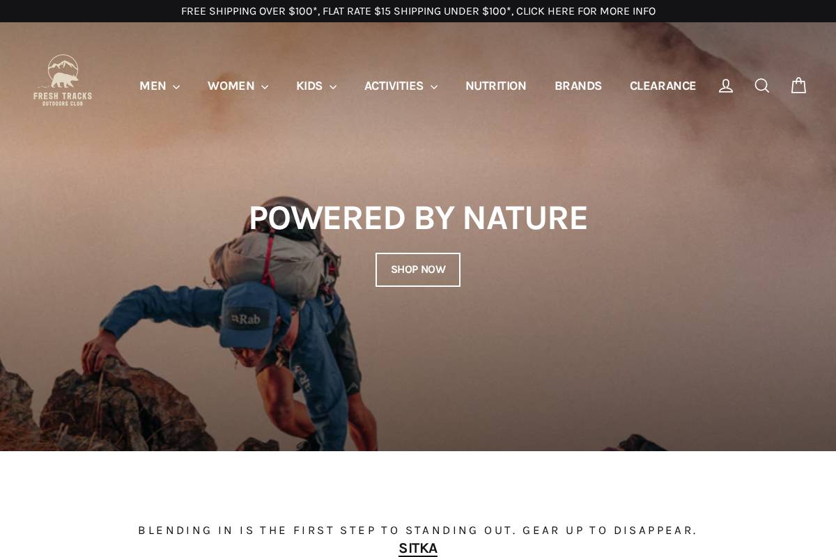 freshtracksoutdoors.com homepage screenshot