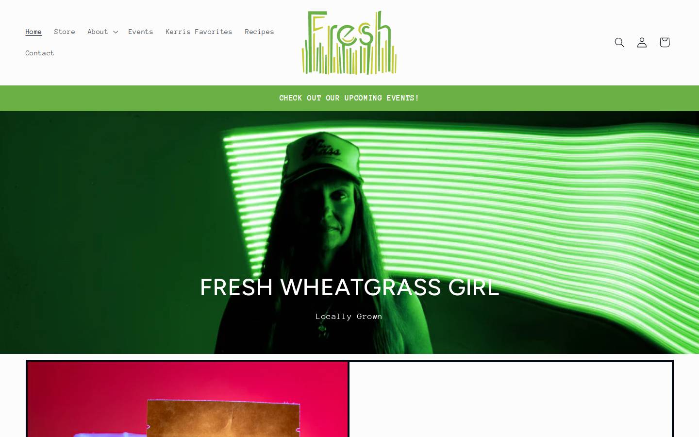 freshwheatgrassgirl.com homepage screenshot