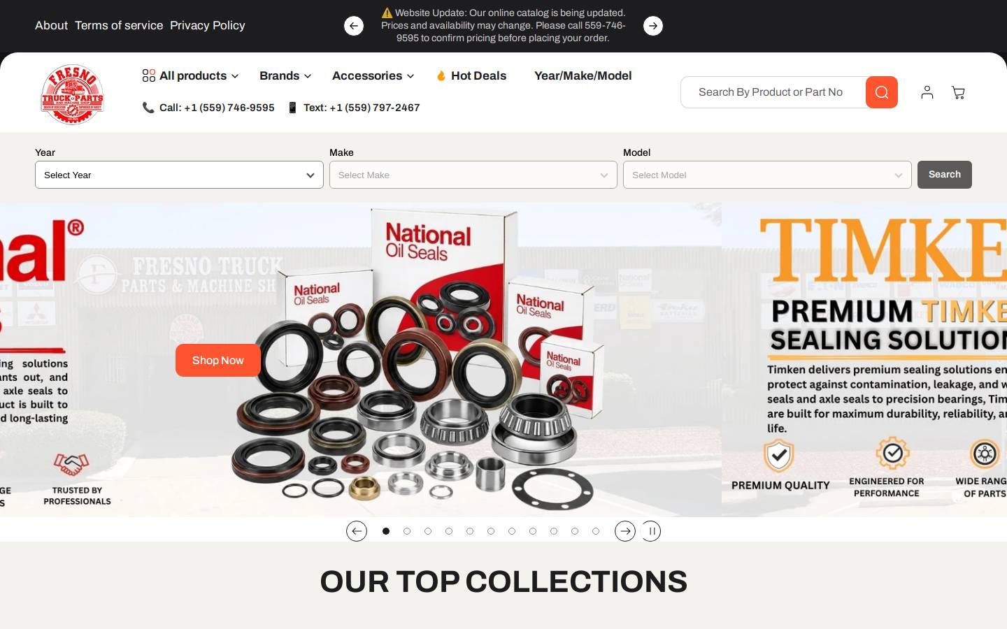 fresnoparts.com homepage screenshot