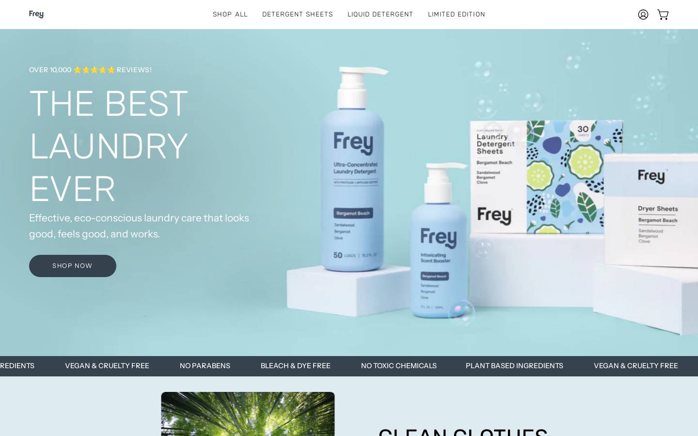 Frey homepage screenshot
