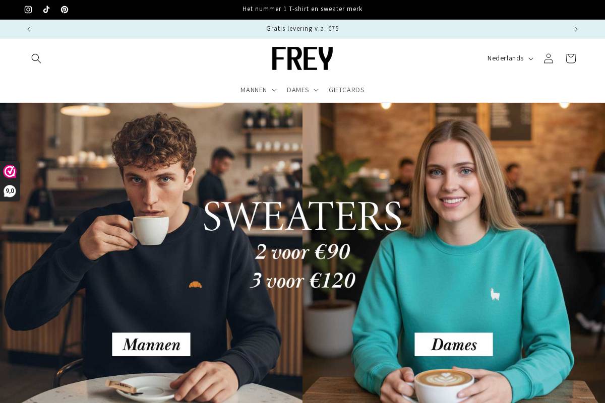 freyclothing.com homepage screenshot