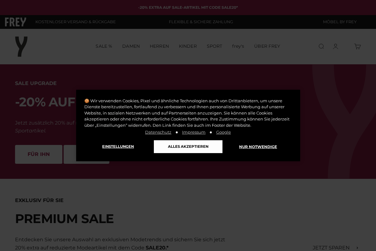 FREY Mode homepage screenshot