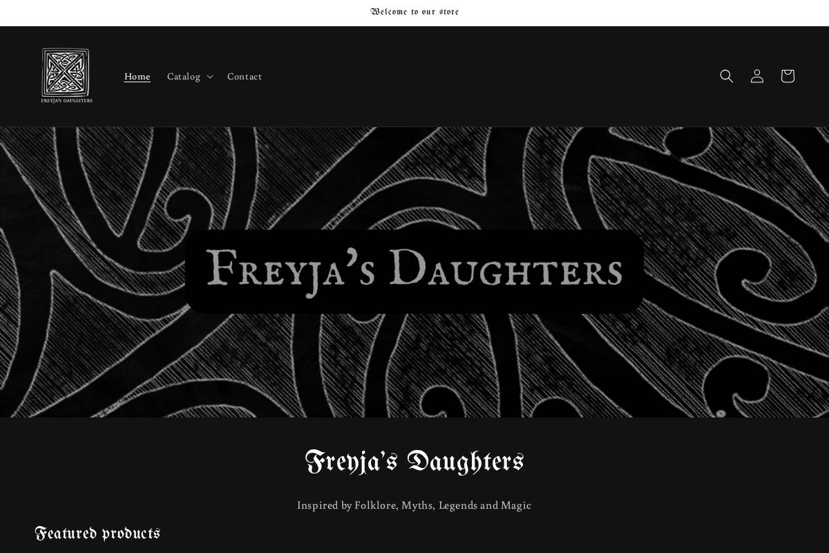 freyjasdaughters.com homepage screenshot