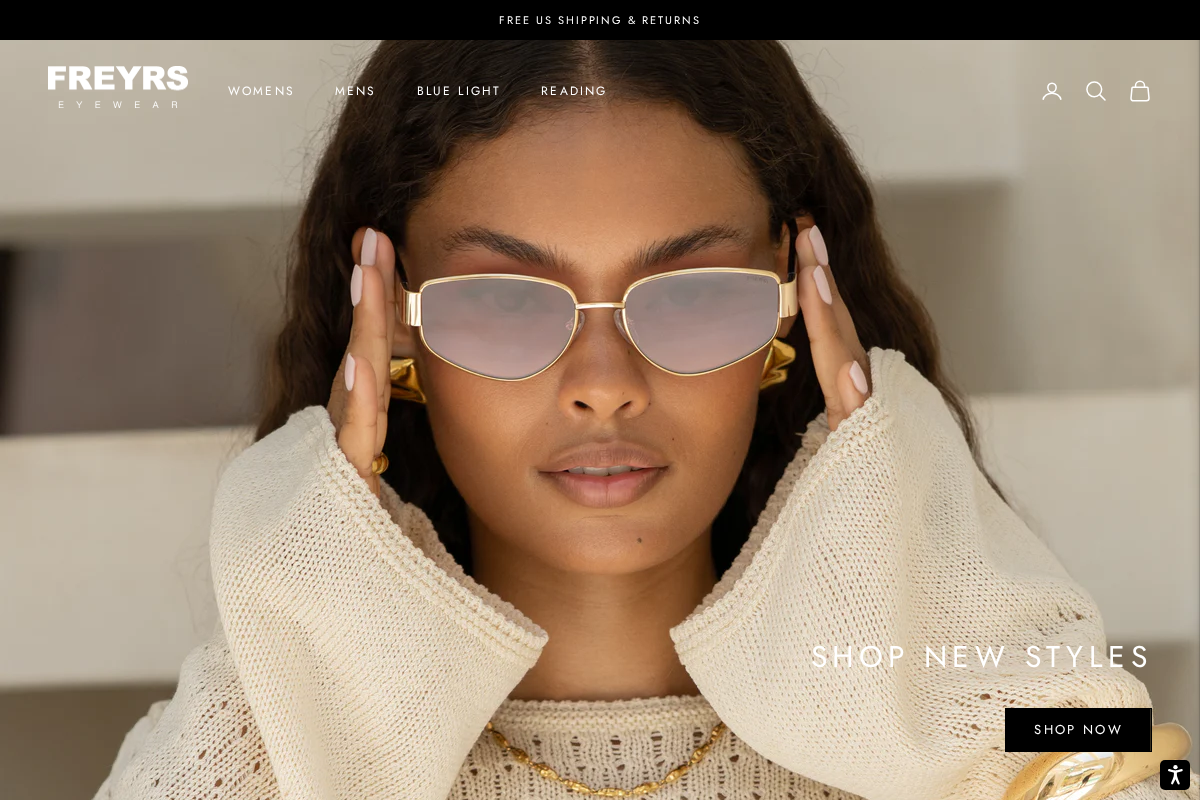 FREYRS Sunglasses homepage screenshot