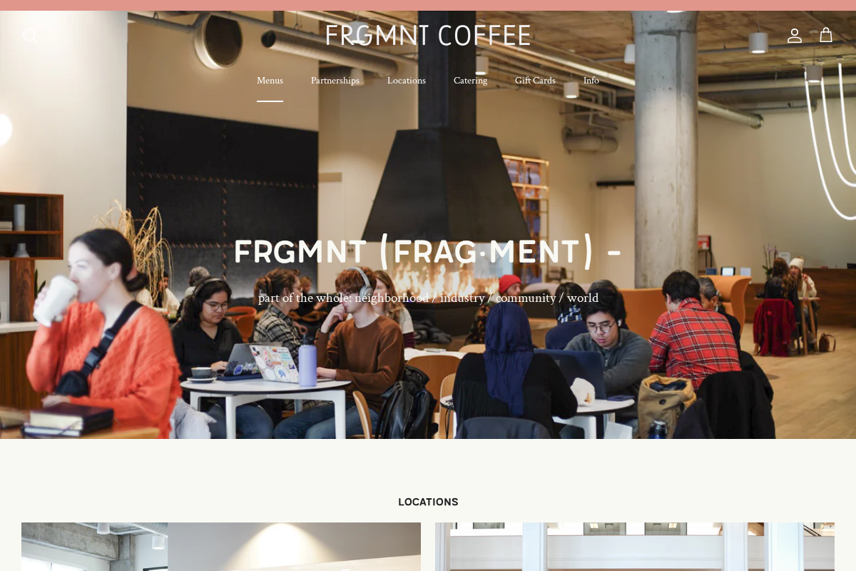 frgmntcoffee.com homepage screenshot