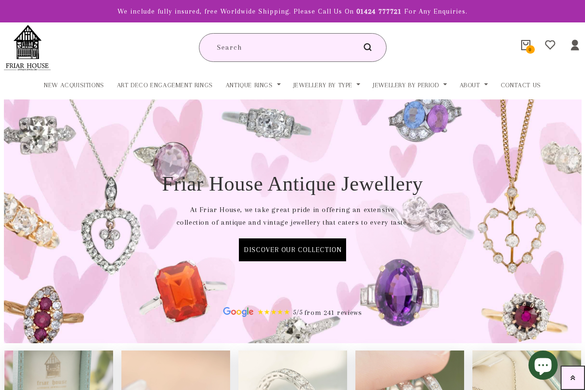 Friar House Antique Jewellery homepage screenshot