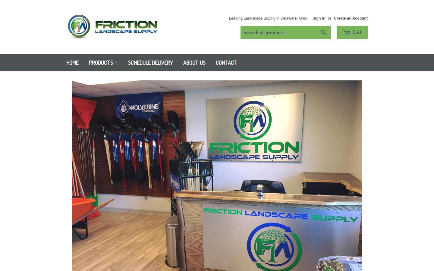frictionlandscapesupply.com homepage screenshot